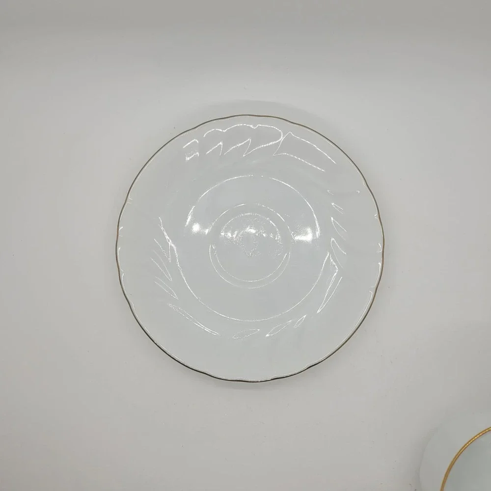 Mikasa Wedding Band Tea Cup Saucer Set Gold Trim White Fine China Japan